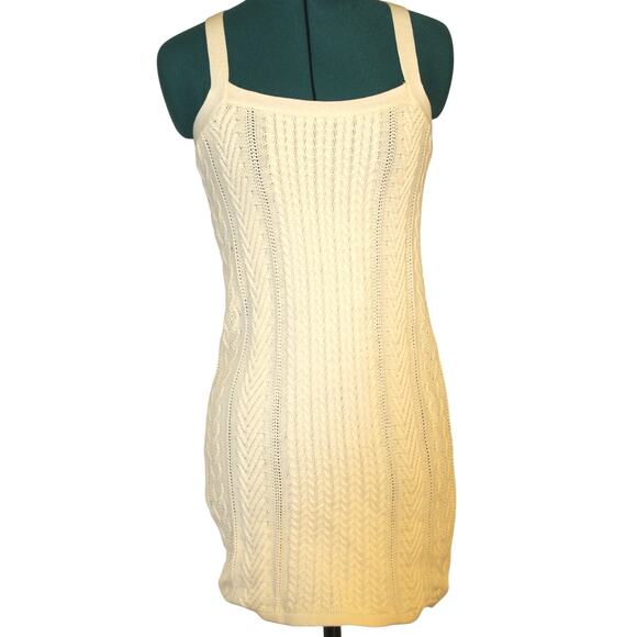 NWT! Showpo Zariah Knit Mini Dress Cream Cable Sweater Dress Women’s US 4 - Picture 2 of 7